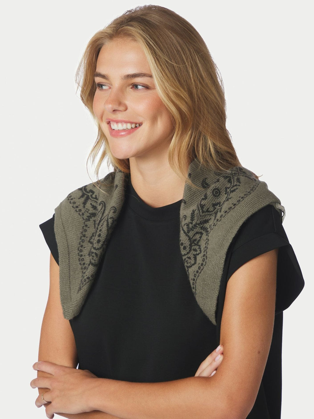 Neo Noir - Adelina Paisley Knit Scarf 169506 - 151 - Army Tørklæder 