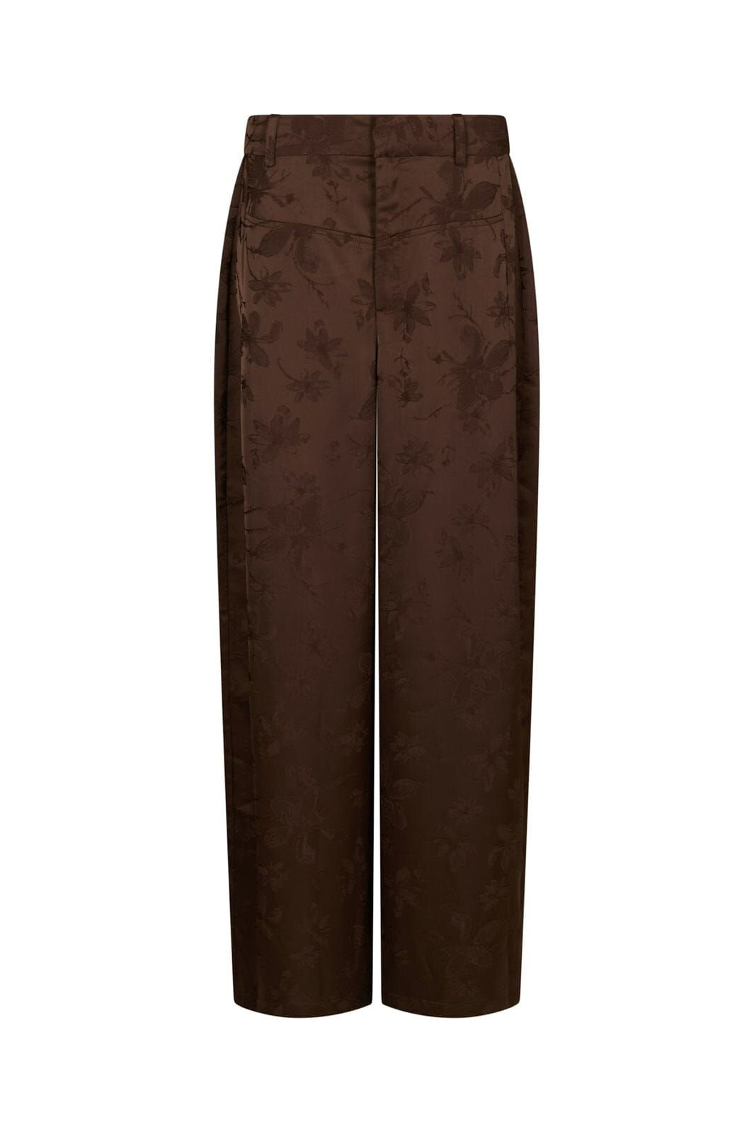 Neo Noir - Allie Floral Satin Pants 171185 - 676 - Dark Brown