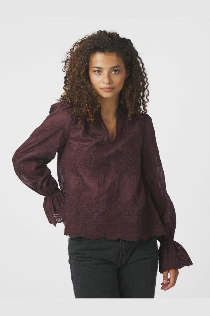 Neo Noir - Amara Big Embroidery Blouse 163032 - 174 - Burgundy