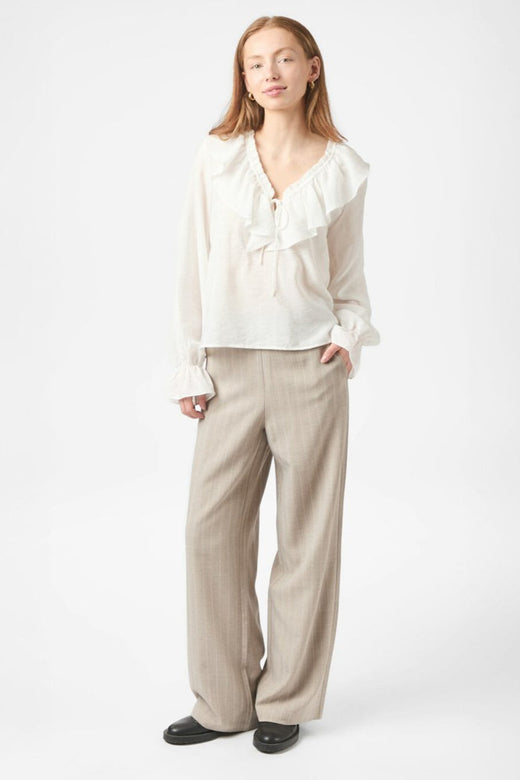 Neo Noir - Aminea Ruffle Blouse 166338 - 120 - White