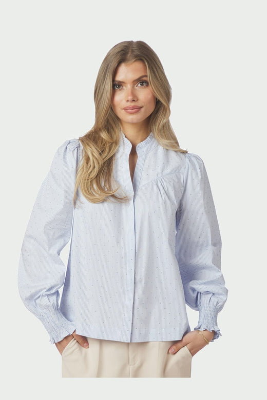 Neo Noir - Astrida Stripe Stone Blouse 167292 - 145 - Light Blue