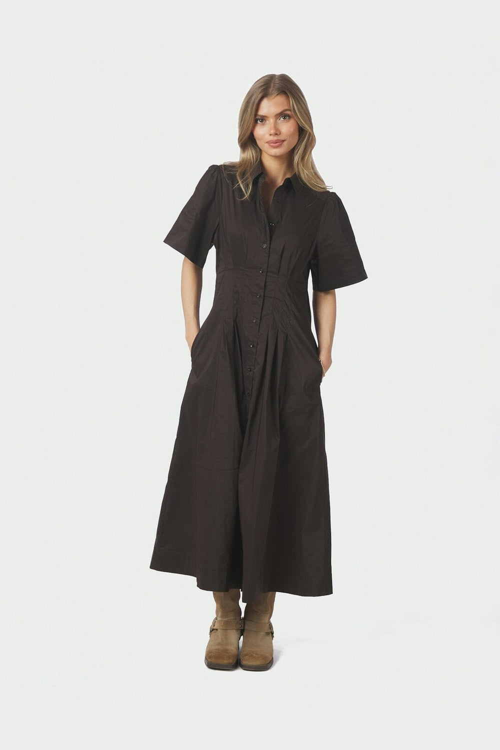 Neo Noir - Baia Poplin Dress 165343 - 584 - Chocolate Brown