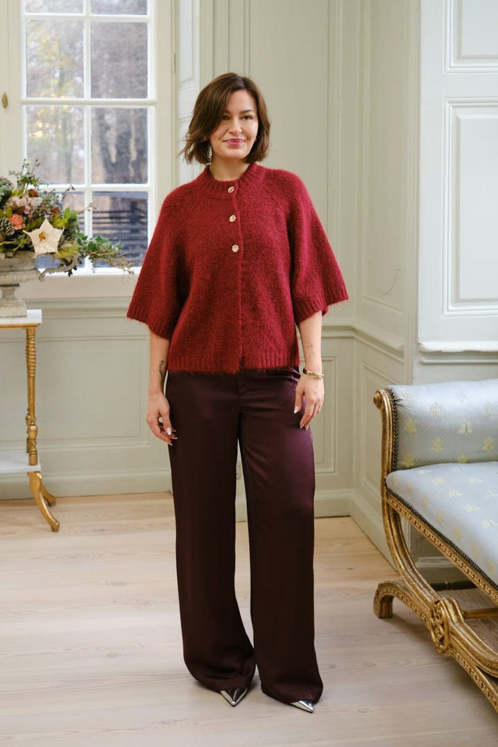 Neo Noir - Benuta Fluffy Knit Cardigan 165816 - 321 - Dark Red Cardigans 