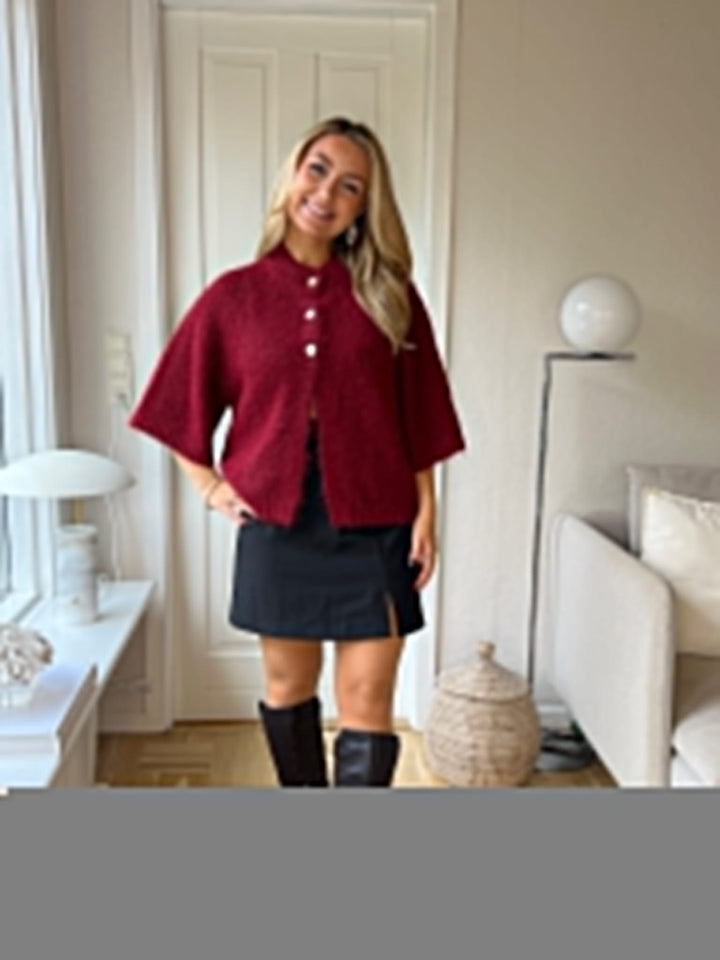 Neo Noir - Benuta Fluffy Knit Cardigan 165816 - 321 - Dark Red Cardigans 