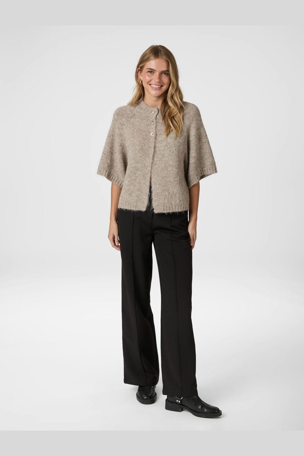 Neo Noir - Benuta Fluffy Knit Cardigan 165816 - 976 - Beige Melange