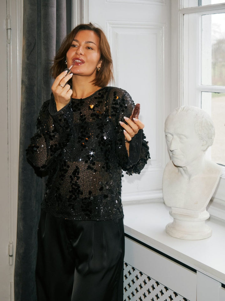 Neo Noir - Blake Sequins Blouse 167011 - 100 - Black Bluser 