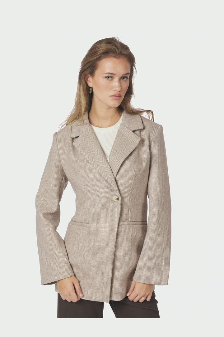 Neo Noir - Bowie Herringbone S Blazer 167664 - 213 - Sand