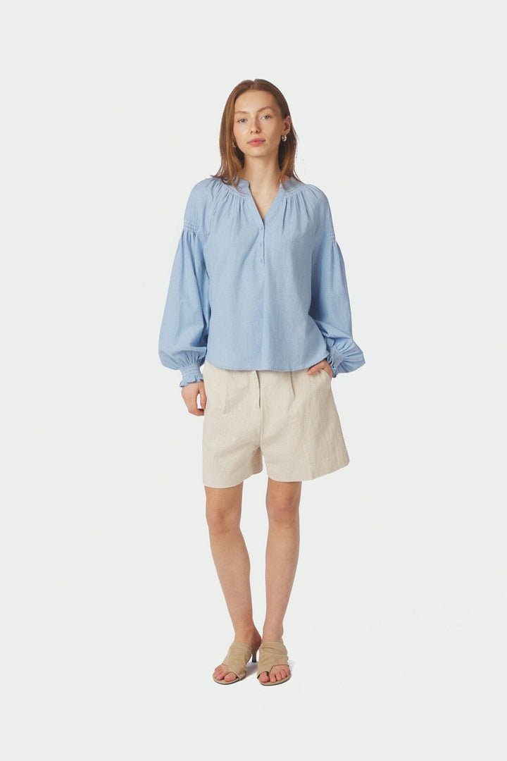Neo Noir - Celise Chambray Blouse 168738 - 145 - Light Blue