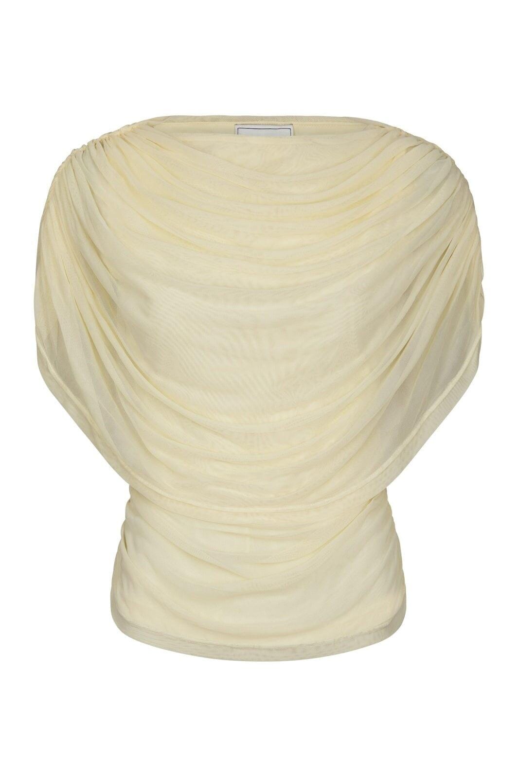 Neo Noir - Cottuna Drapy Mesh Top 167205 - 191 - Light Yellow