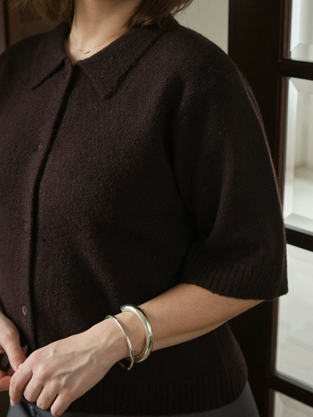 Neo Noir - Cunna Knit Blouse 166251 - 676 - Dark Brown Bluser 