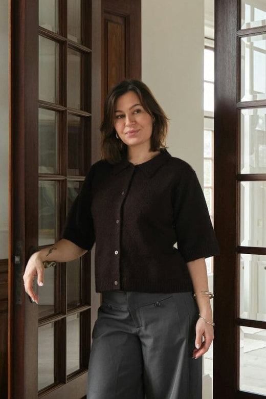 Neo Noir - Cunna Knit Blouse 166251 - 676 - Dark Brown Bluser 