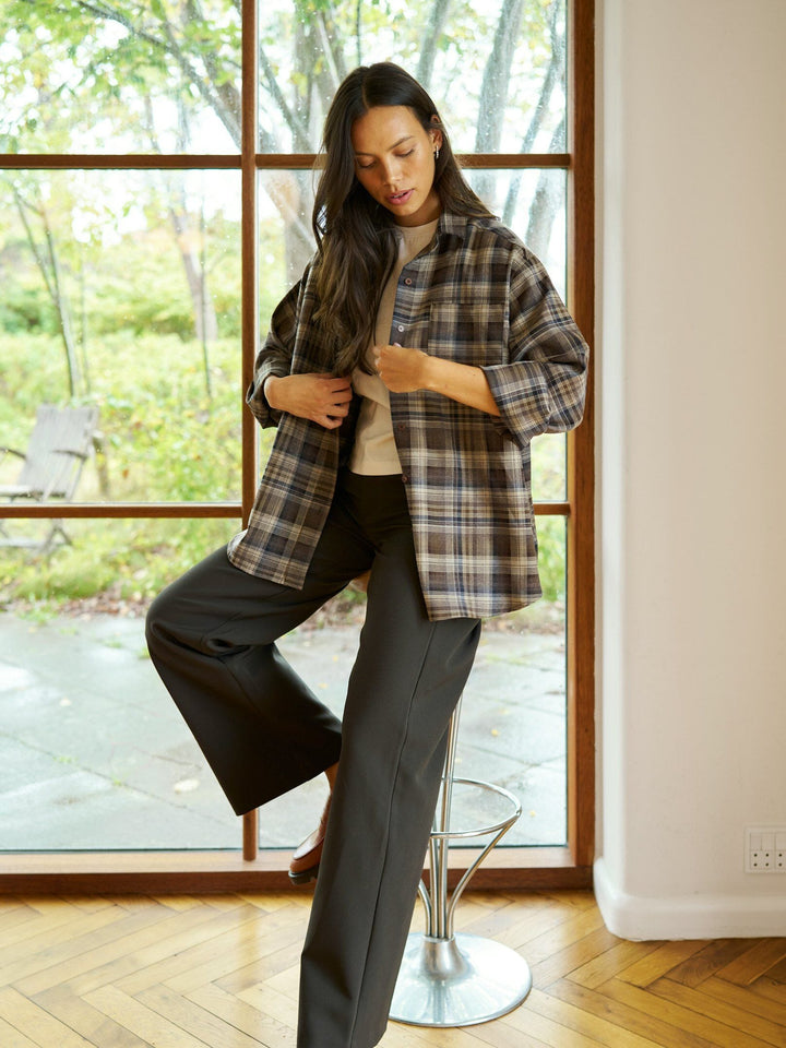 Neo Noir - Dalma Flannel Check Shirt 171678 - 189 - Warm Grey Skjorter 