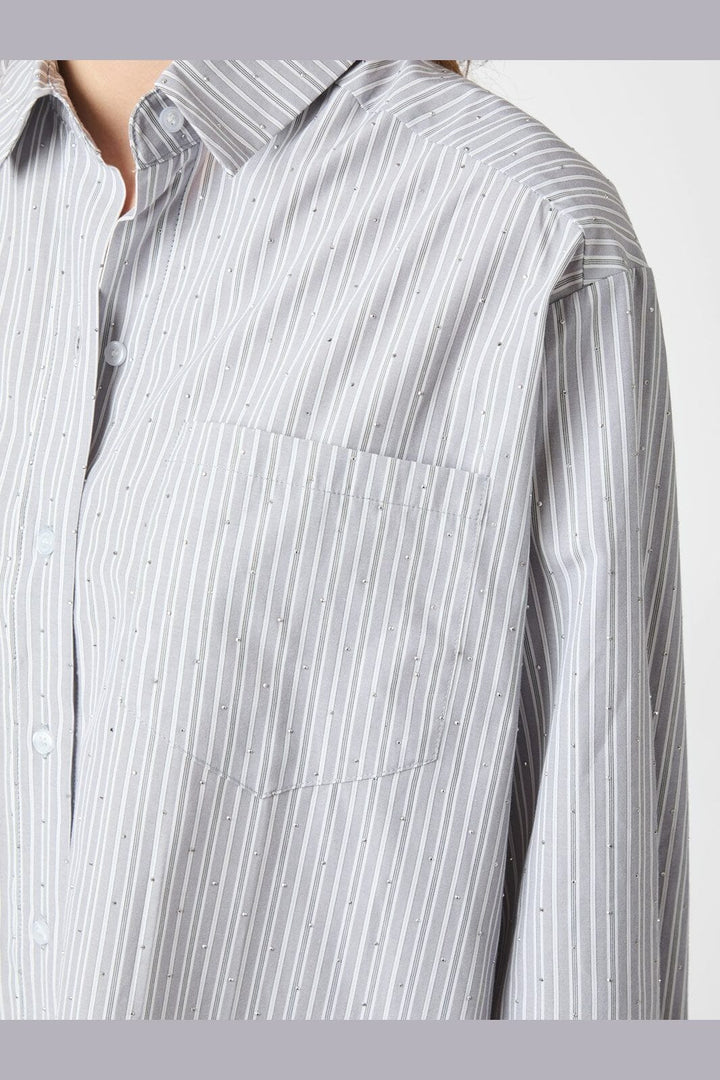 Neo Noir - Dalma Stripe Stone Shirt 162109 - 131 - Light Grey