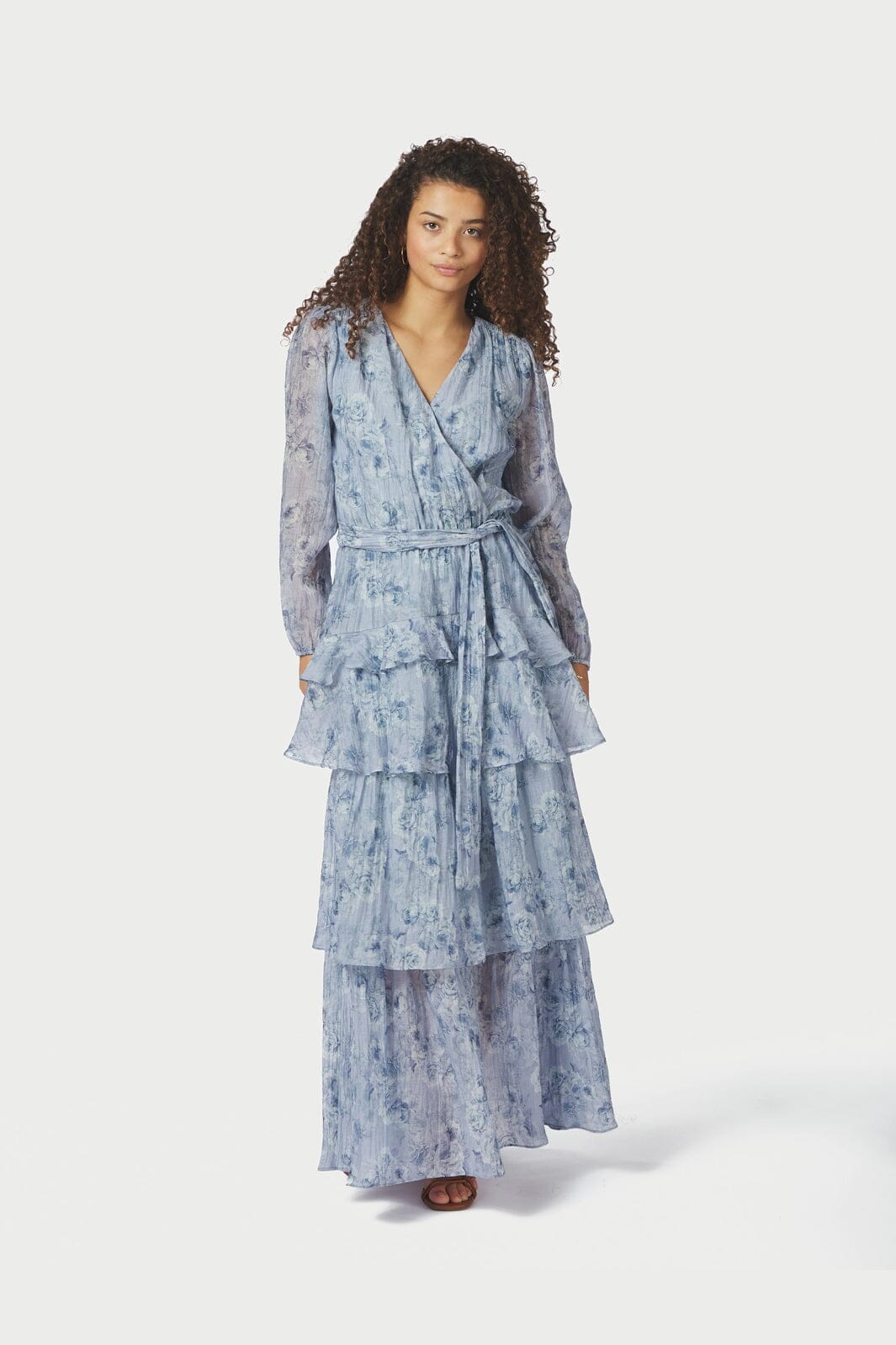 Neo Noir - Denila Crepe Print Dress 167618 - 142 - Dusty Blue