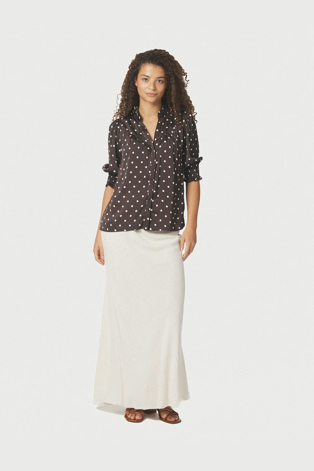 Neo Noir - Diana Dot Blouse 168484 - 676 - Dark Brown