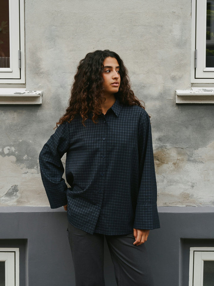 Neo Noir - Dita Check Shirt 170763 - 534 - Dark Blue Skjorter 