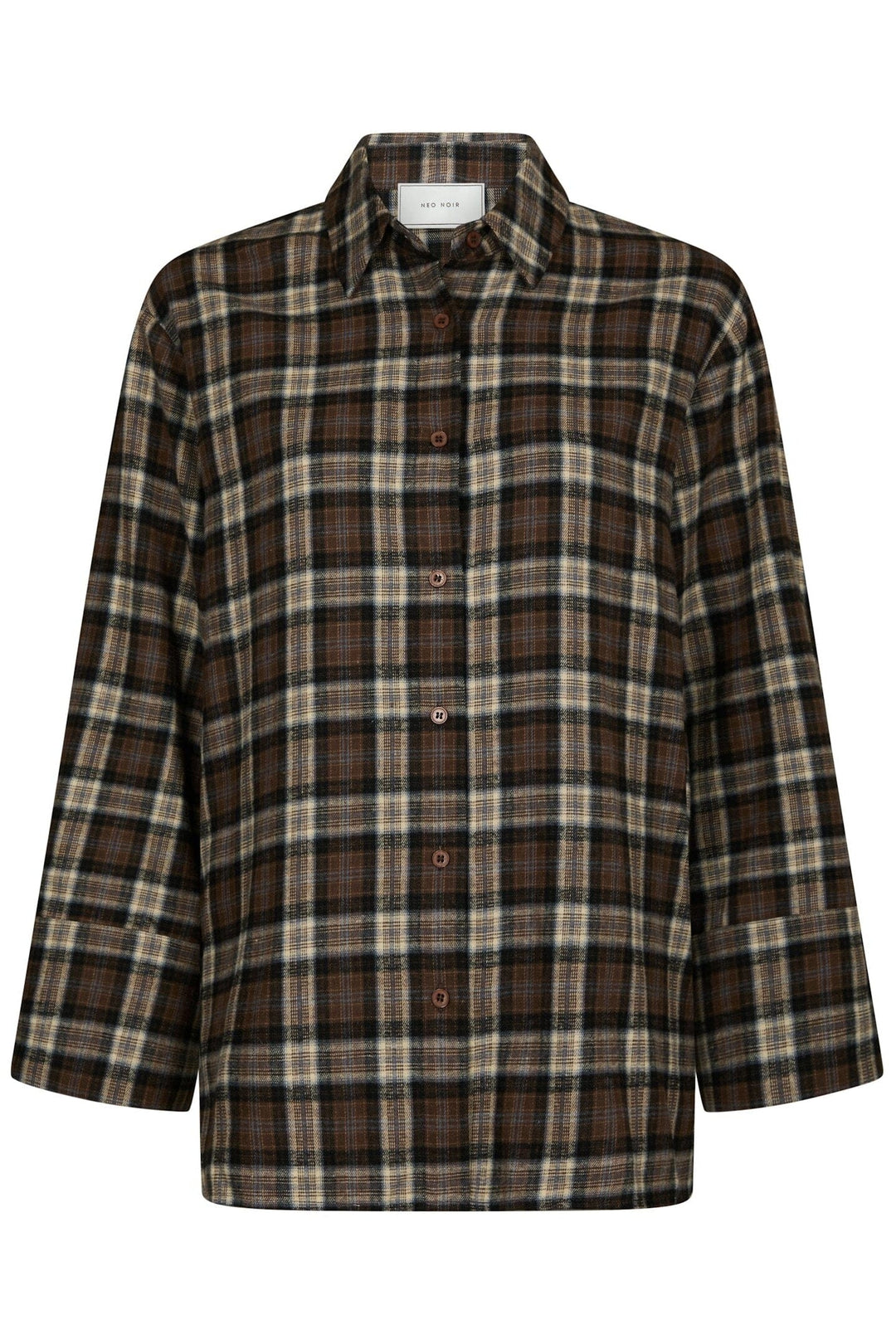 Neo Noir - Dita Flannel Check Shirt 171676 - 811 - Dark Taupe Skjorter 
