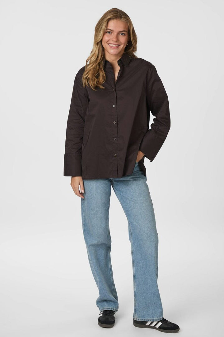 Neo Noir - Dita Poplin Shirt 166159 - 584 - Chocolate Brown