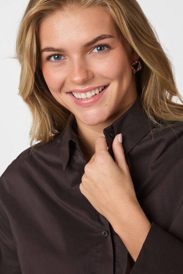 Neo Noir - Dita Poplin Shirt 166159 - 584 - Chocolate Brown