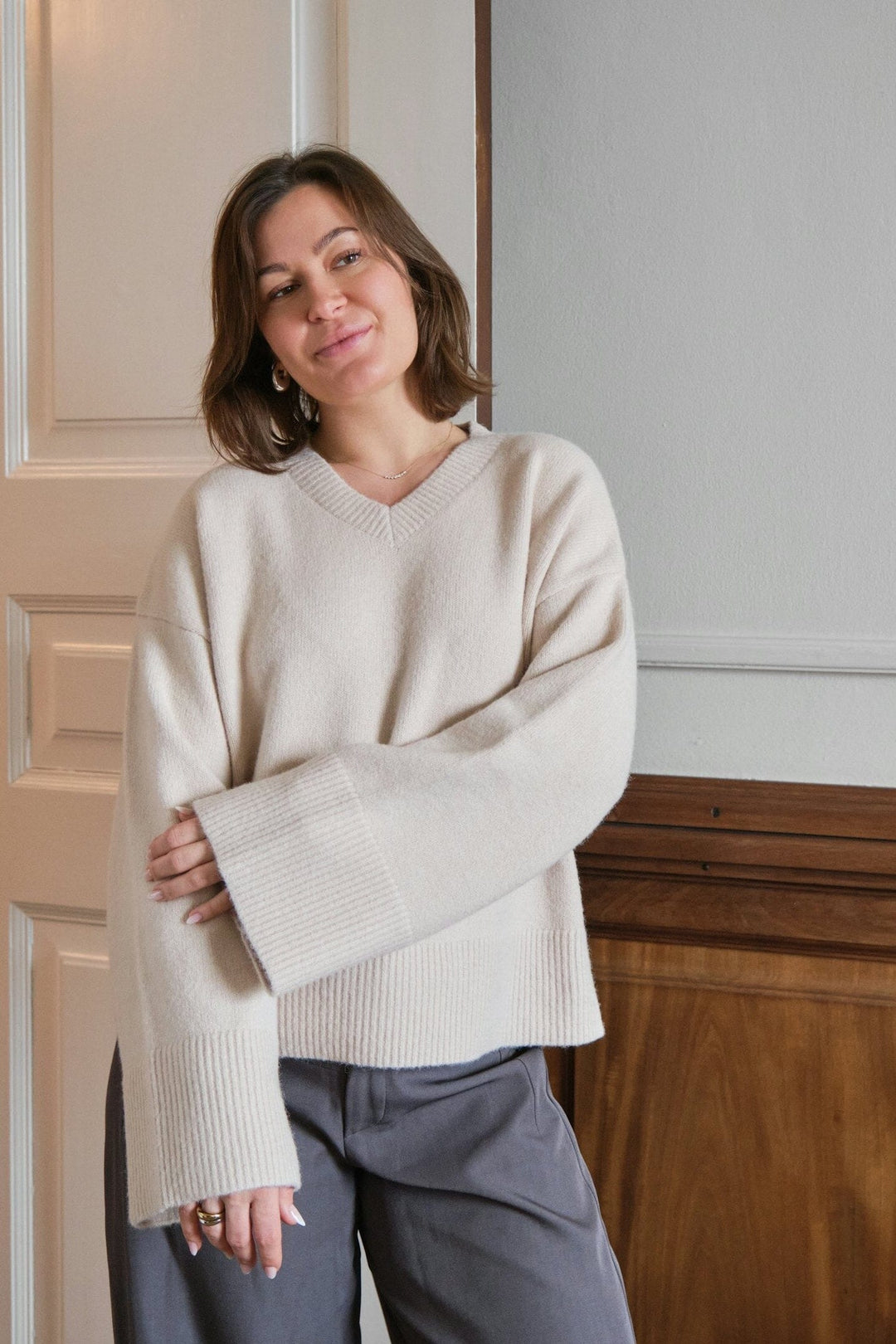 Neo Noir - Dova Knit Blouse 164912 - 124 - Ivory Bluser 