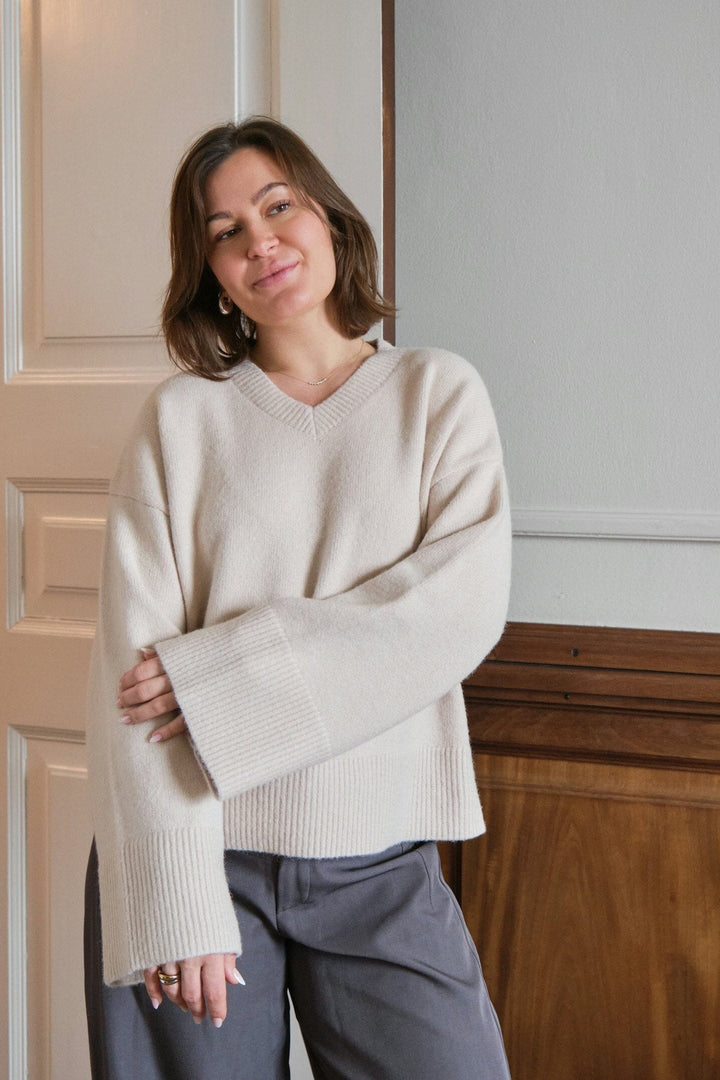 Neo Noir - Dova Knit Blouse 164912 - 124 - Ivory Bluser 