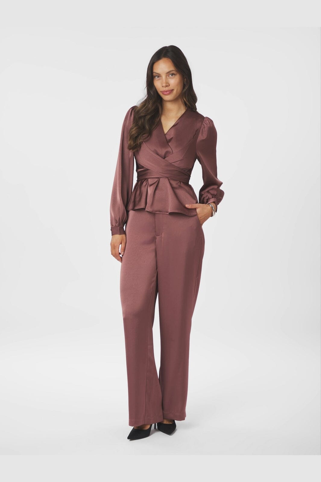 Neo Noir - Emmett Heavy Sateen Pants 164136 - 393 - Dark Rose