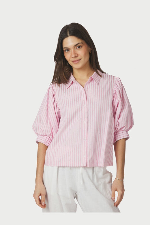 Neo Noir - Etta Soft Stripe Stone Shirt 166416 - 754 - Light Pink