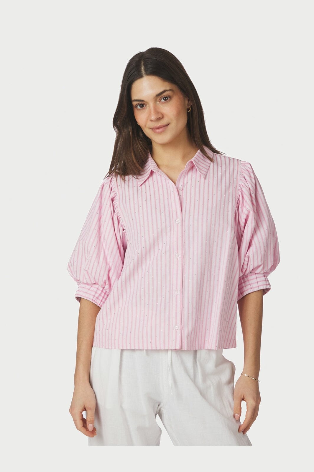 Neo Noir - Etta Soft Stripe Stone Shirt 166416 - 754 - Light Pink