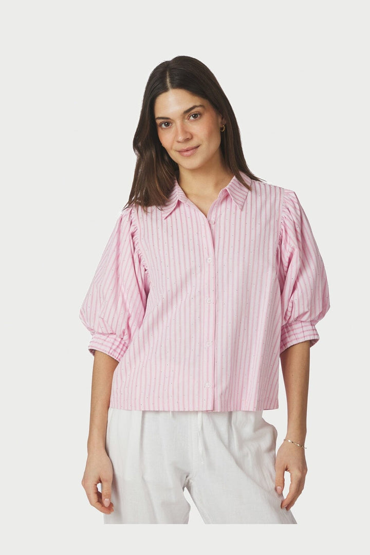 Neo Noir - Etta Soft Stripe Stone Shirt 166416 - 754 - Light Pink