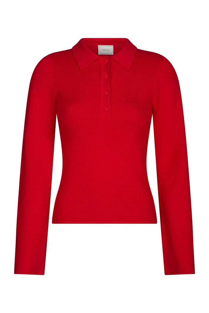 Neo Noir - Fannya Ls Solid Knit Polo 169864 - 160 - Red