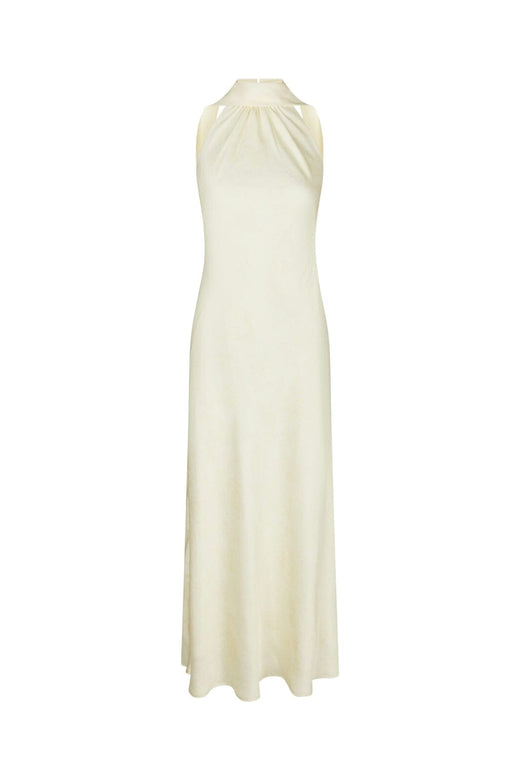 Neo Noir - Fiona Pattern Satin Dress 168367 - 191 - Light Yellow