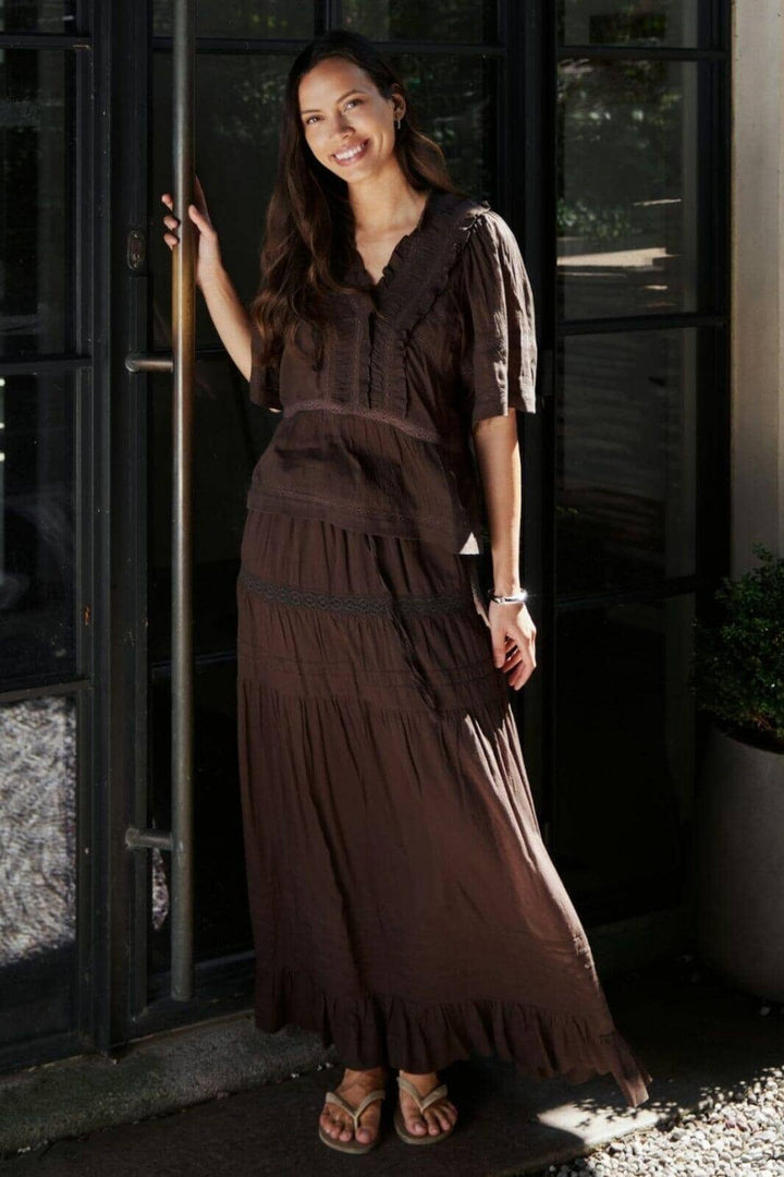 Neo Noir - Evienne S Voile Top 161856 - 676 - Dark Brown Toppe 