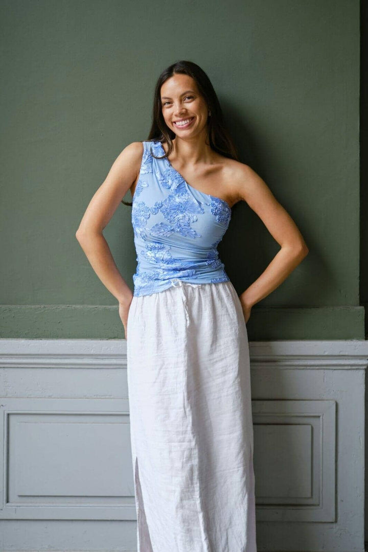 Neo Noir - Florini Big Flower Mesh Top 166166 - 145 - Light Blue Toppe 