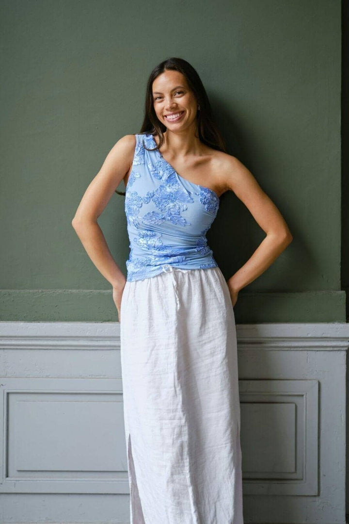 Neo Noir - Florini Big Flower Mesh Top 166166 - 145 - Light Blue Toppe 