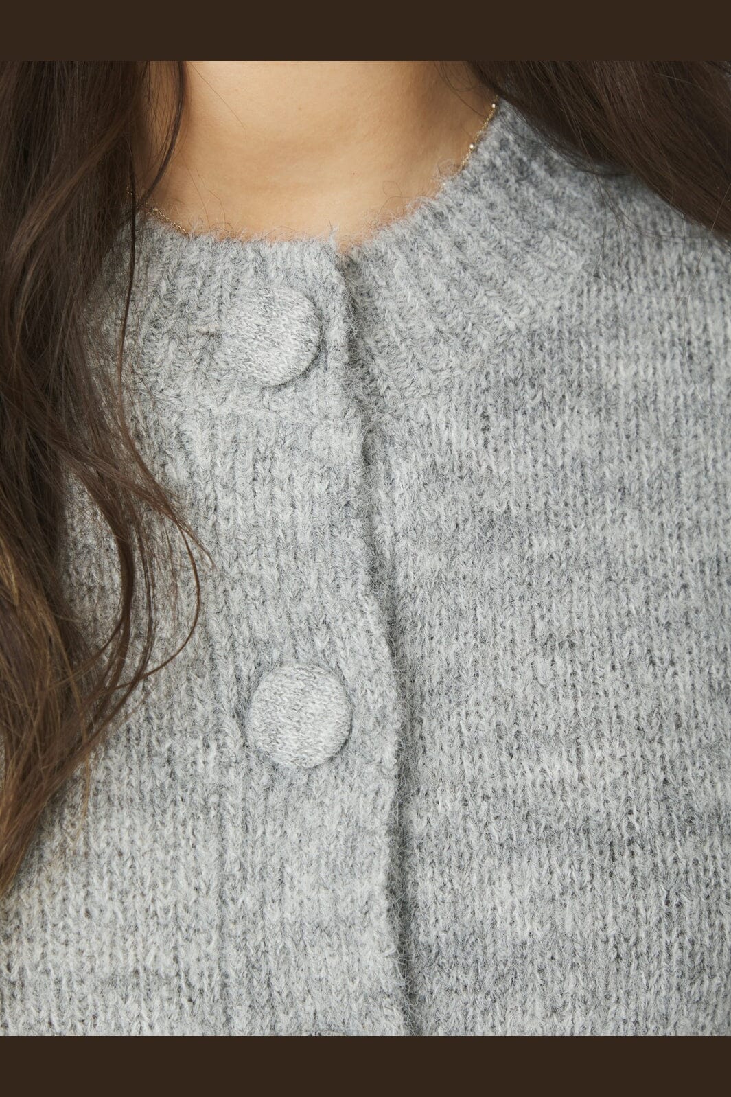 Neo Noir - Gio Fluffy Knit Cardigan 168524 - 133 - Grey Melange