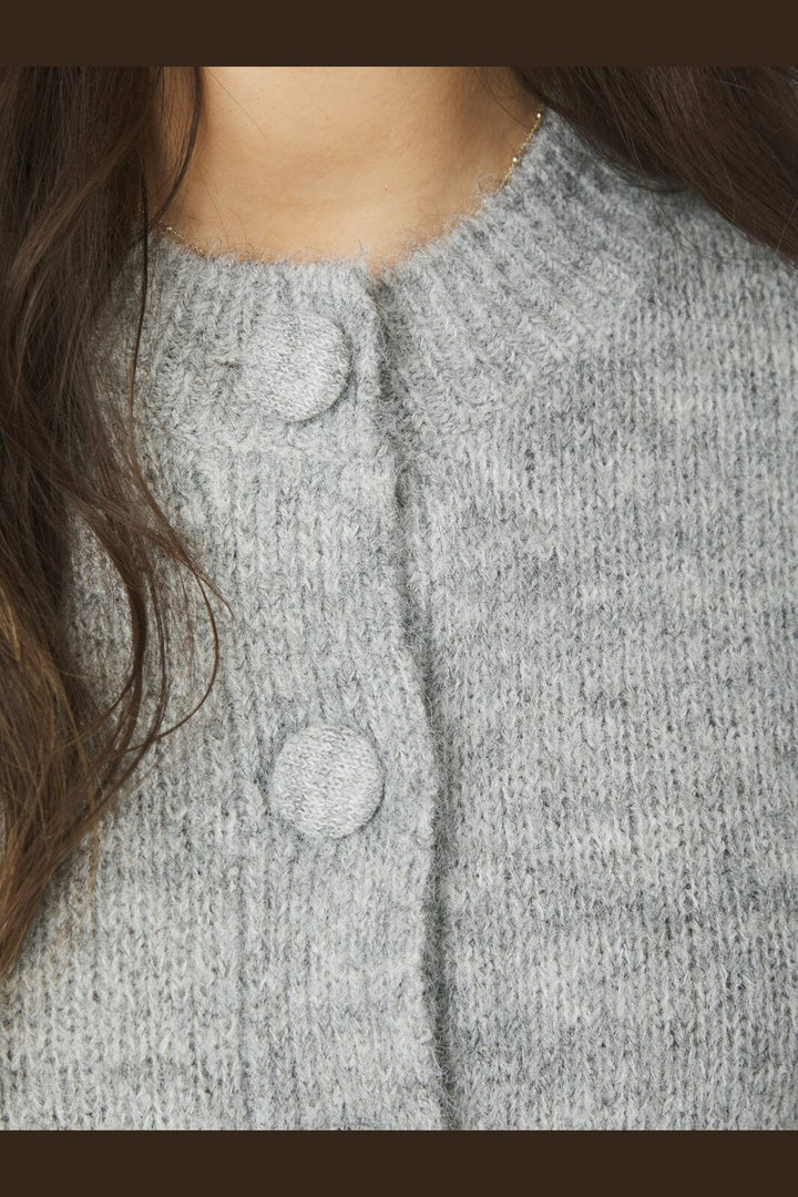 Neo Noir - Gio Fluffy Knit Cardigan 168524 - 133 - Grey Melange