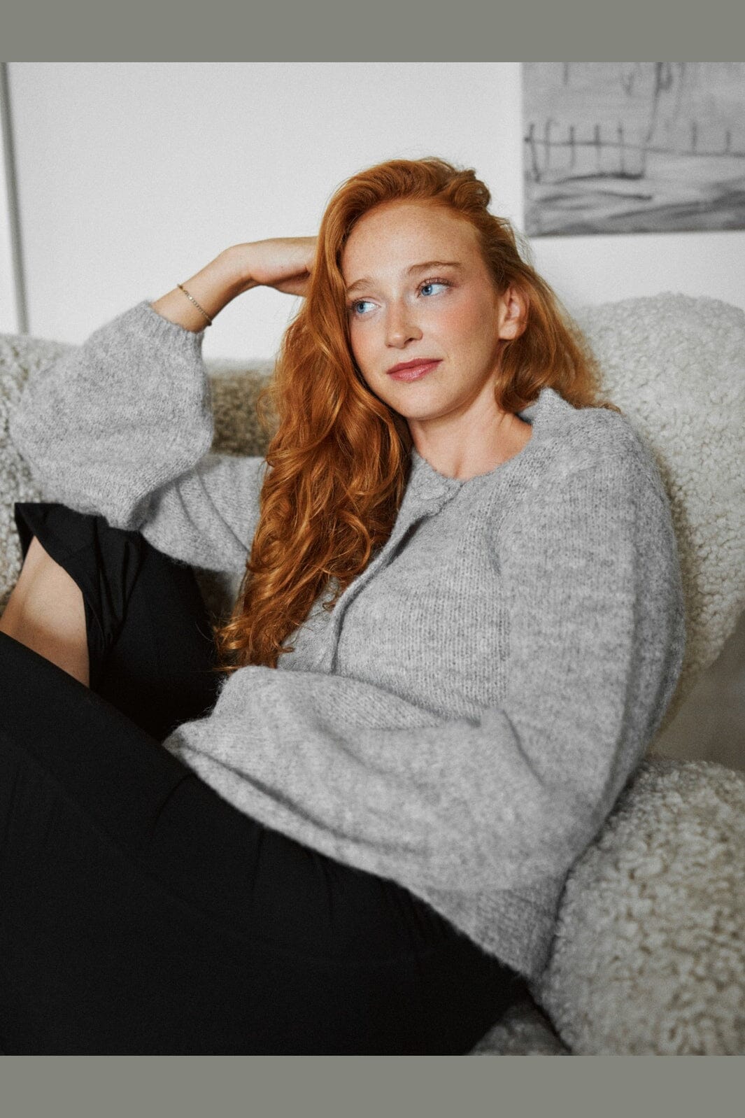 Neo Noir - Gio Fluffy Knit Cardigan 168524 - 133 - Grey Melange
