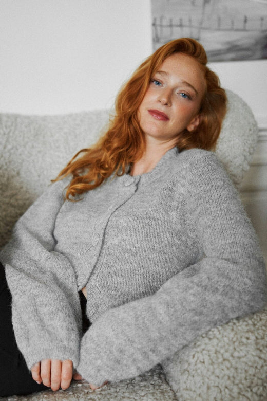 Neo Noir - Gio Fluffy Knit Cardigan 168524 - 133 - Grey Melange