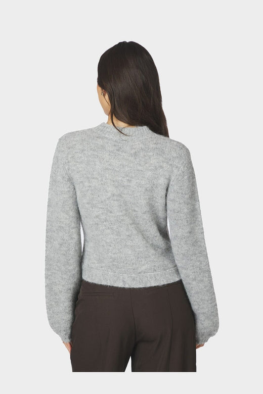Neo Noir - Gio Fluffy Knit Cardigan 168524 - 133 - Grey Melange