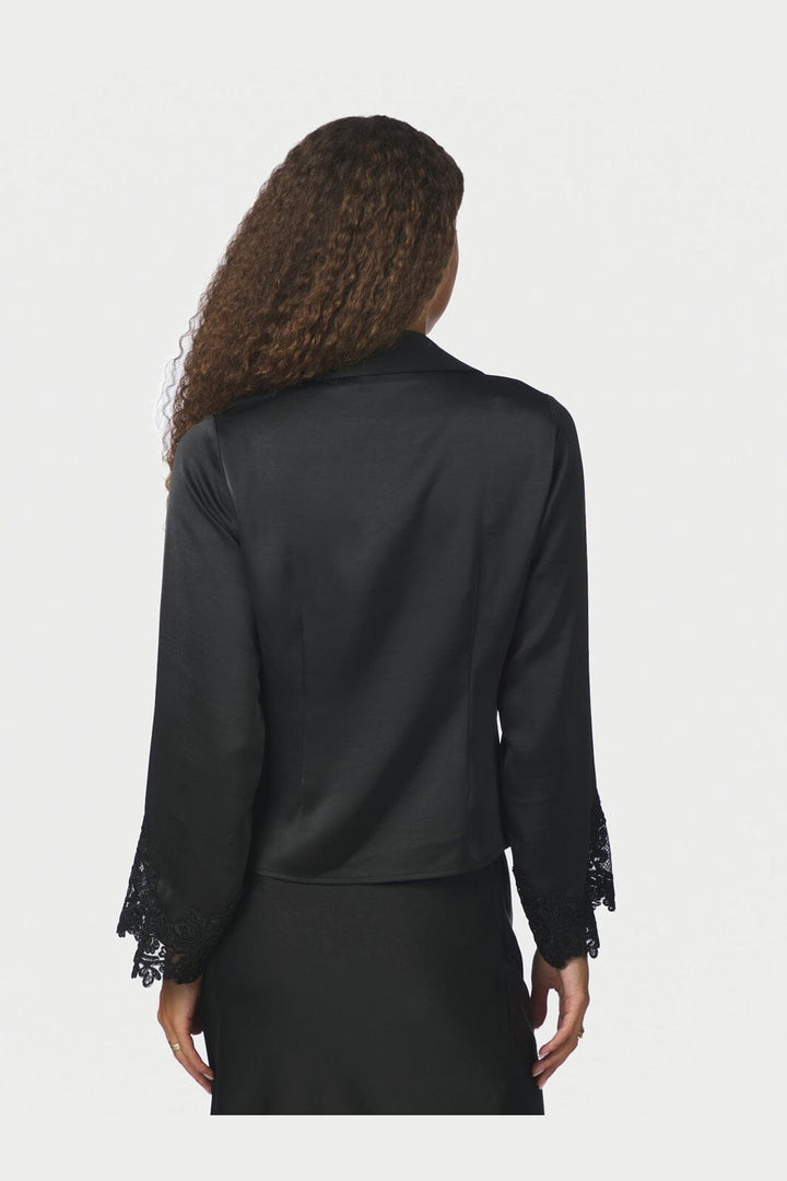 Neo Noir - Giovah Lace Sateen Shirt 171221 - 100 - Black