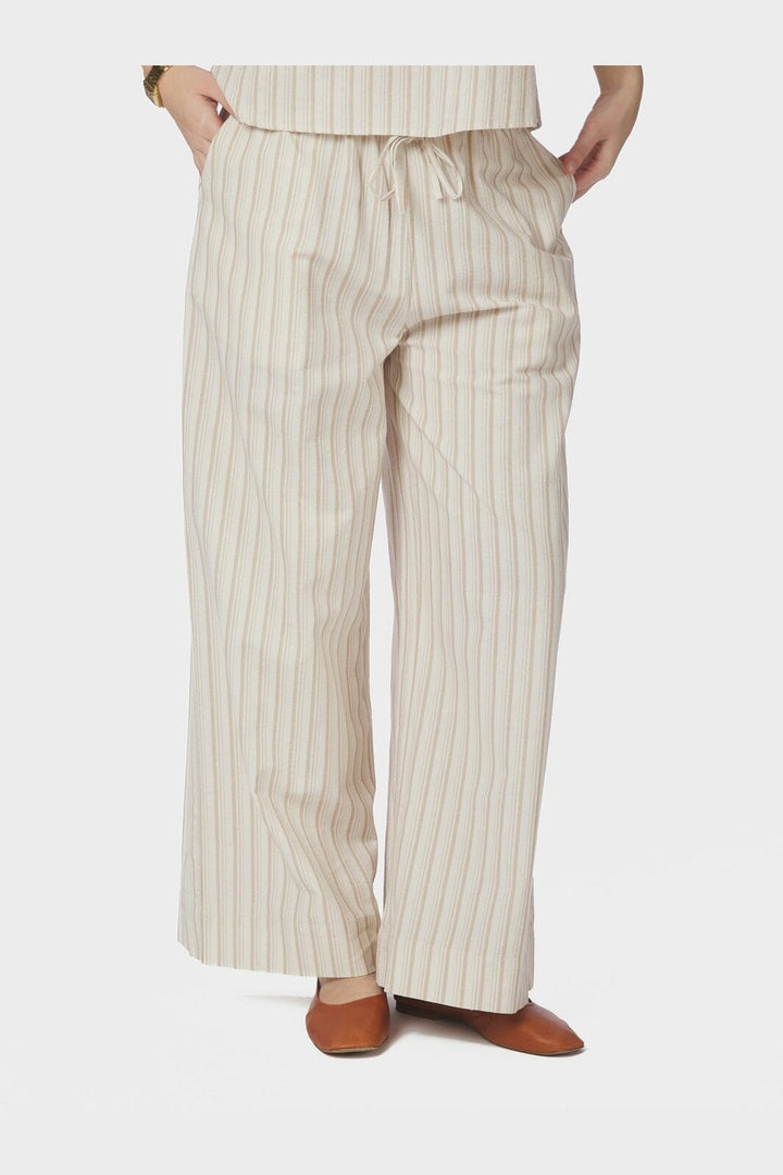 Neo Noir - Heifa Linen Stripe Pants 168335 - 213 - Sand