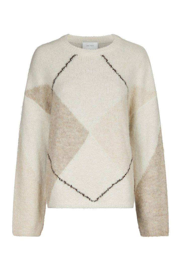 Neo Noir - Inga Check Fluff Knit Blouse 165205 - 122 - Creme