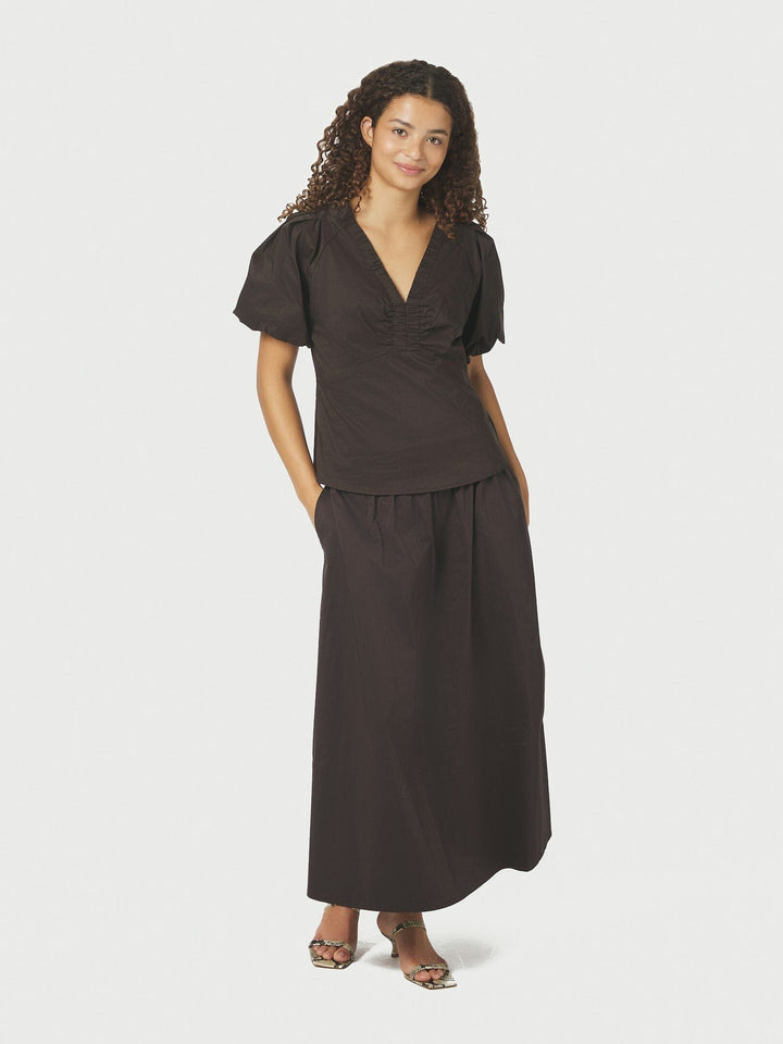 Neo Noir - Irina Poplin Blouse 162219 - 584 - Chocolate Brown Bluser 