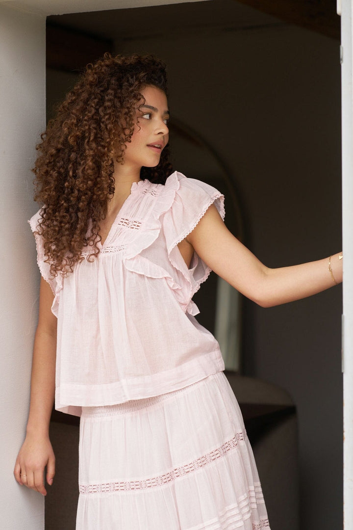 Neo Noir - Jayla S Voile Top - Light Pink Toppe 