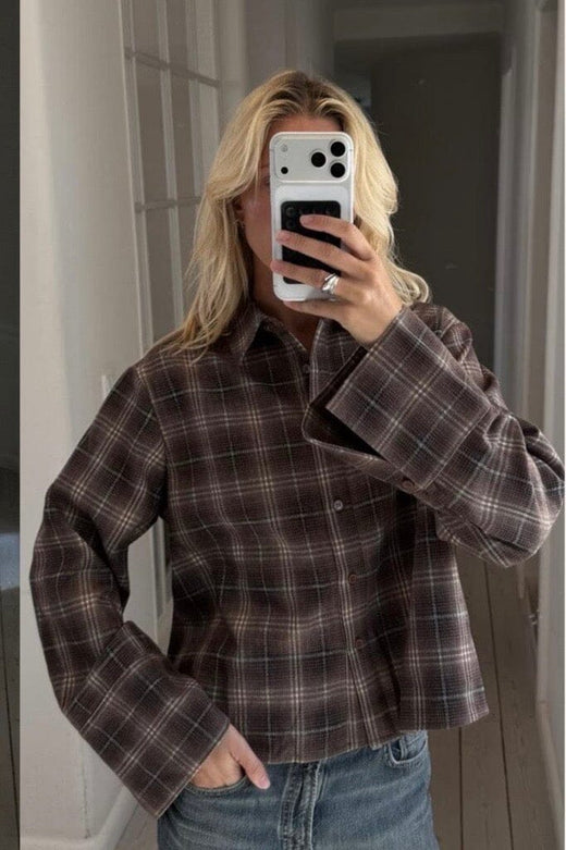Neo Noir - Jaylin Flannel Check Shirt 171705 - 676 - Dark Brown Skjorter 