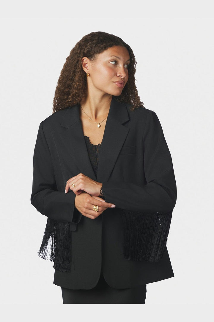 Neo Noir - Jelka Structure Fringe Blazer 168715 - 100 - Black