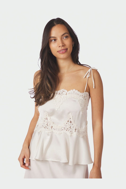 Neo Noir - Kaela Heavy Sateen Lace Top 168290 - 621 - Pearl