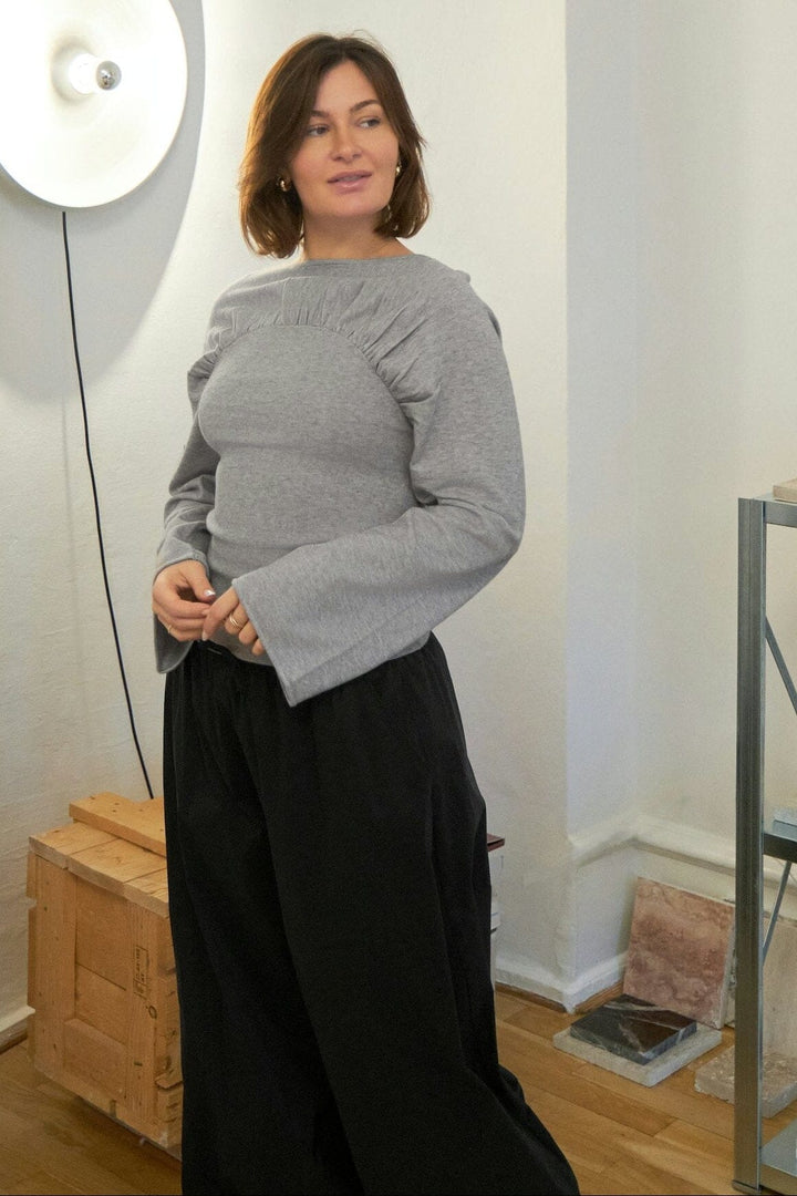 Neo Noir - Kaiba Knit Blouse 166875 - 103 - Light Grey Melange Bluser 