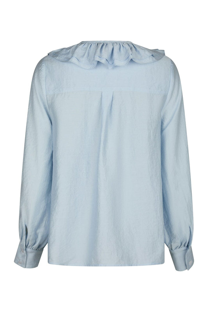 Neo Noir - Katarina Crepe Ruffle Blouse 166497 - 145 - Light Blue