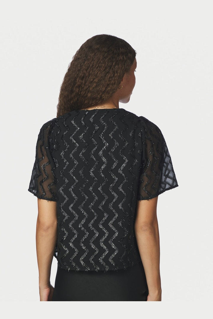 Neo Noir - Largo Chevron Glitz Blouse 171125 - 100 - Black
